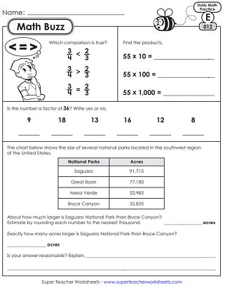 Afbeeldingsresultaten voor Daily Math Practice 4th Grade Answer Key Math Buzz