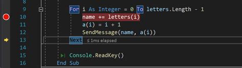 Visual Basic Debug Mode に対する画像結果