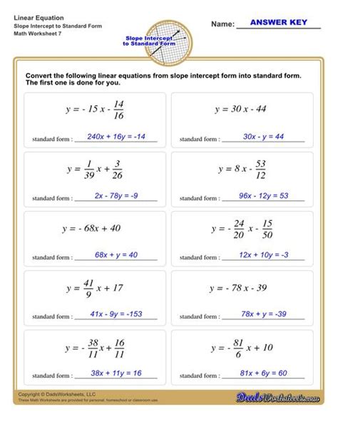 Image result for Slope Intercept Worksheets