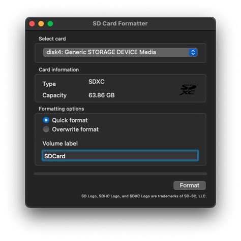 Toradh íomhá ar SD Card Formatter for Raspberry Pi