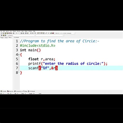 Image result for C Programming Code Fpor Area of a Cicirle