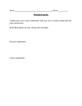 Image result for Vision Statement Worksheet