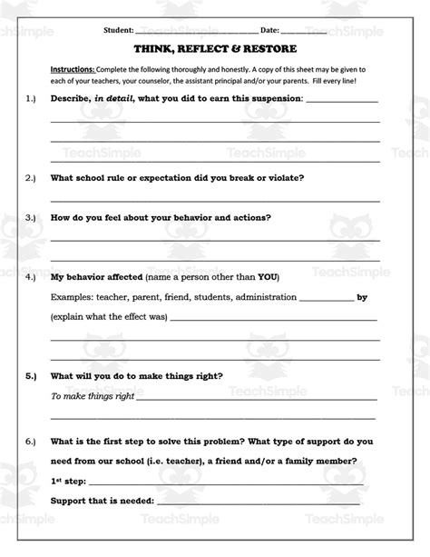 Image result for Behavior Reflection Sheet for Kindergarten