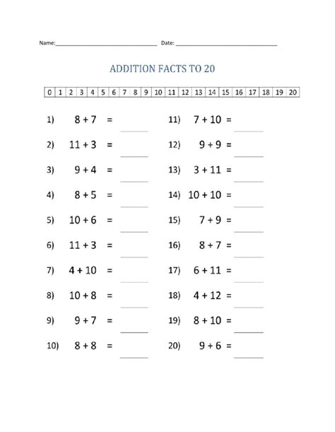 Afbeeldingsresultaten voor Free Addition Facts Worksheets