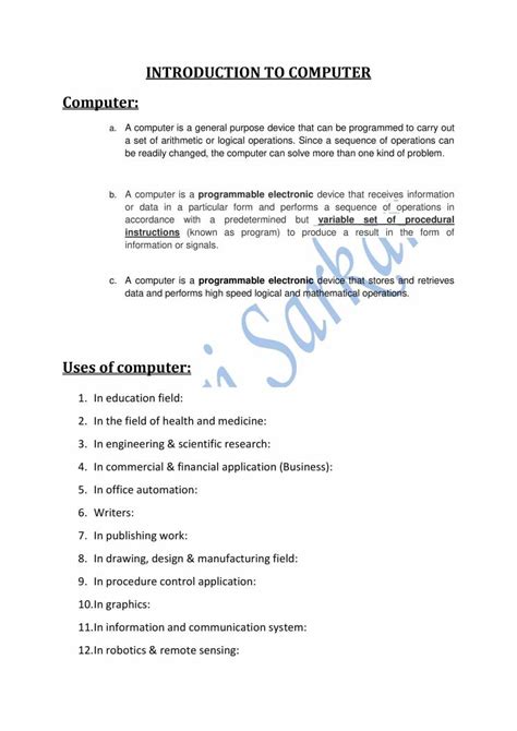 Image result for Handwritten Notes of Introduction to Computer