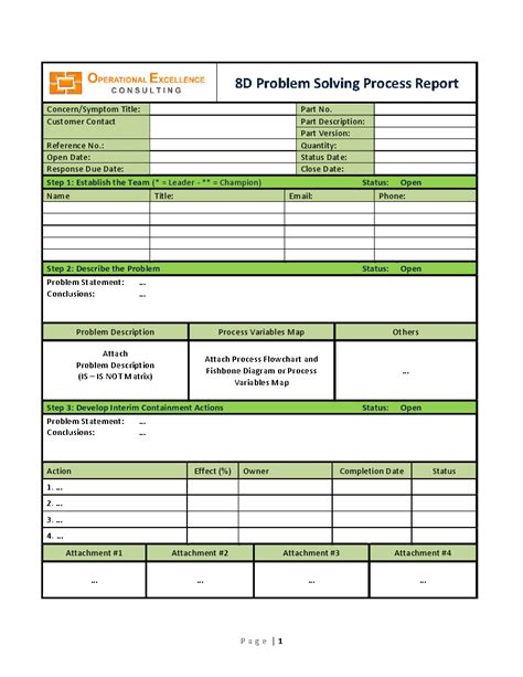 8D Problem Solving Worksheet Template に対する画像結果
