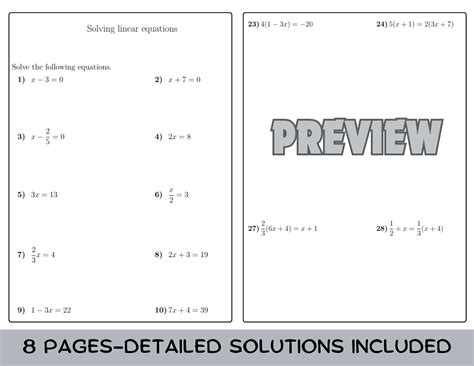 Image result for Solve Linear Equations Worksheet