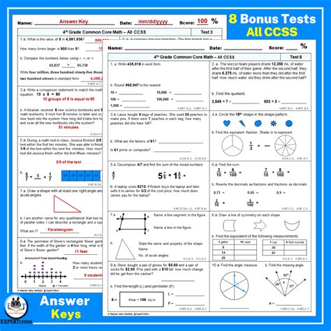 Image result for 4th Grade Math Test with Answer Key PDF