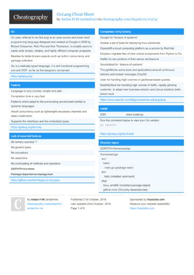 Image result for Go Programming Language Cheat Sheet