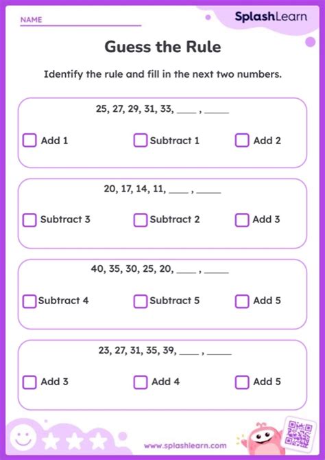 Toradh íomhá ar Number Patterns Rule Worksheets