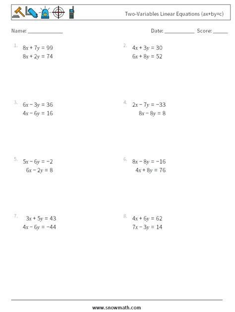 Image result for Systems of Linear Equations Two Variables Worksheet
