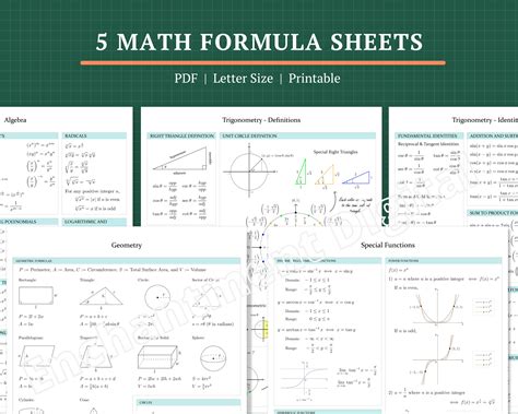Afbeeldingsresultaten voor Math Formula Sheet
