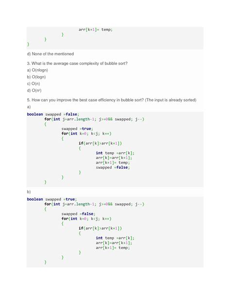 Toradh íomhá ar Bubble Sort Questions