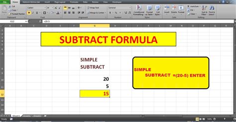 Image result for Formula for Addition Subtraction On Excel