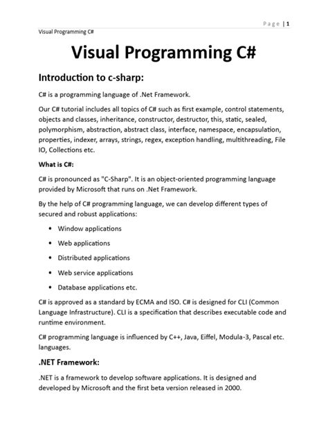 Image result for C# Programming Notes