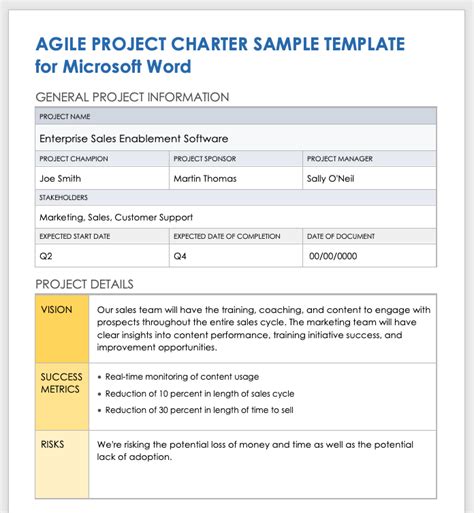 Image result for Project Charter Template Word Version