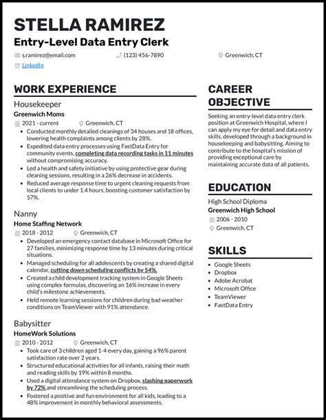 Toradh íomhá ar Data Entry Resume Examples