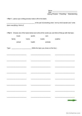 Writing Brainstorming Worksheet に対する画像結果