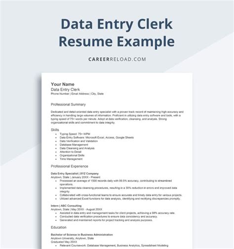 Image result for Resume Example for Data Entry Position