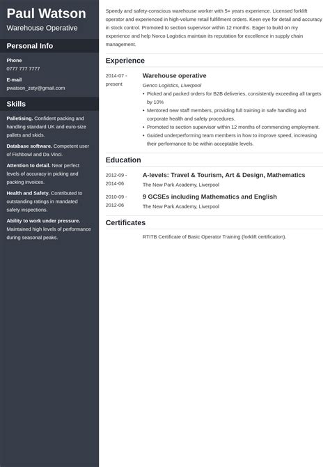 Image result for Warehouse Operative CV Examples