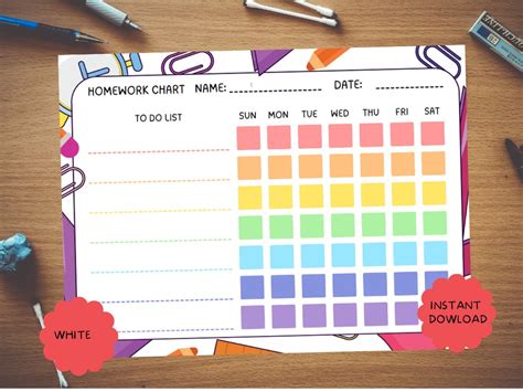 Image result for Printable Weekly Homework Charts