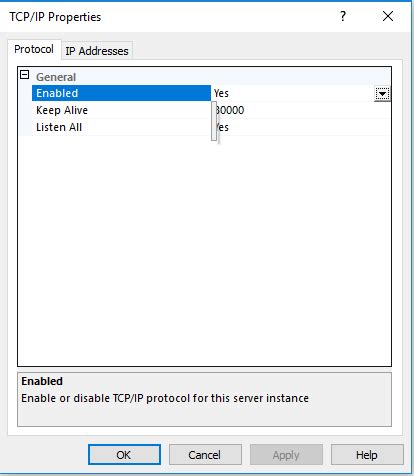 Image result for SQL Server Configuration Manager Protocol for MS SQL Server Properties