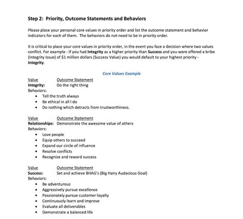 Image result for Core Values Exercise