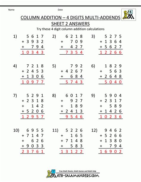 Image result for Excel Math Sheets Elementary School