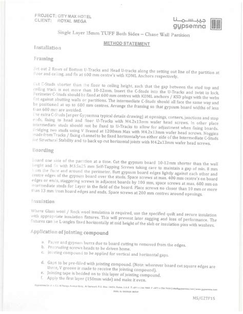 Method Statement for Gypsum Partition に対する画像結果