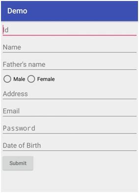 Image result for Layout of Contact Form in Android