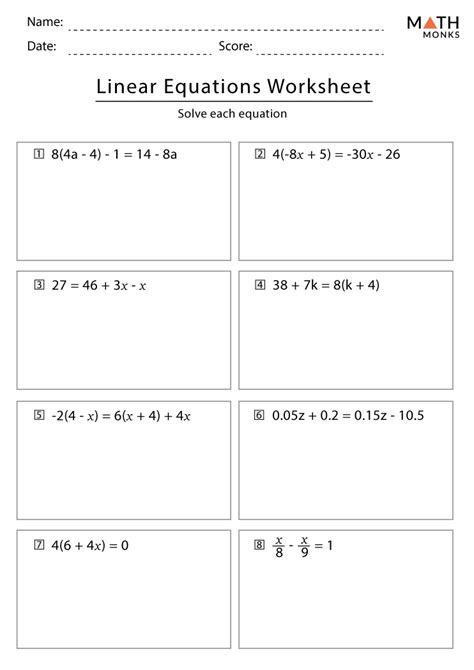 Image result for Solve Linear Equations Worksheet