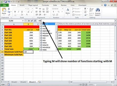Image result for Sample Excel Functions