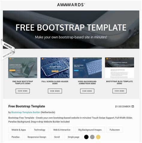 Bootstrap Simple Template Code に対する画像結果
