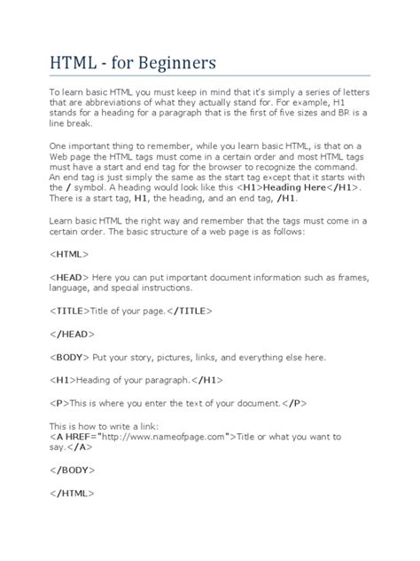 Image result for HTML for Beginners PDF