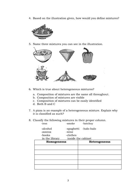 Image result for Grade 6 Science Assignment Example of Mixture