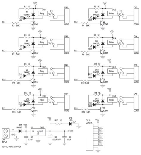 Toradh íomhá ar 8 Channel Relay Board Connection with Sensor