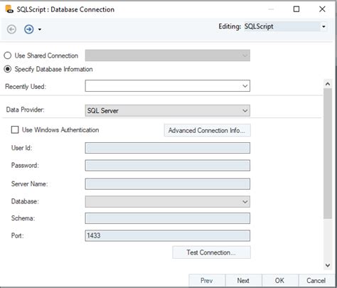 Run SQL Script に対する画像結果