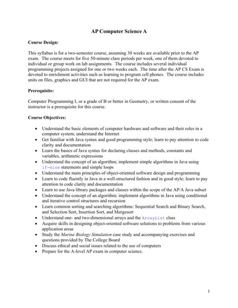 Image result for AP Computer Science Syllabus