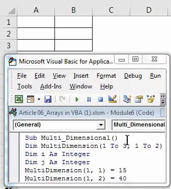 Image result for Array Excel VBA Example