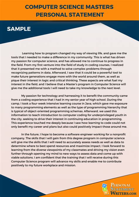 Image result for Personal Statement Examples for Computer Scicne