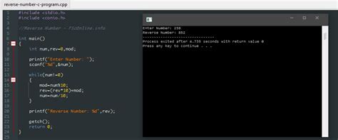 Revese Num C Program に対する画像結果