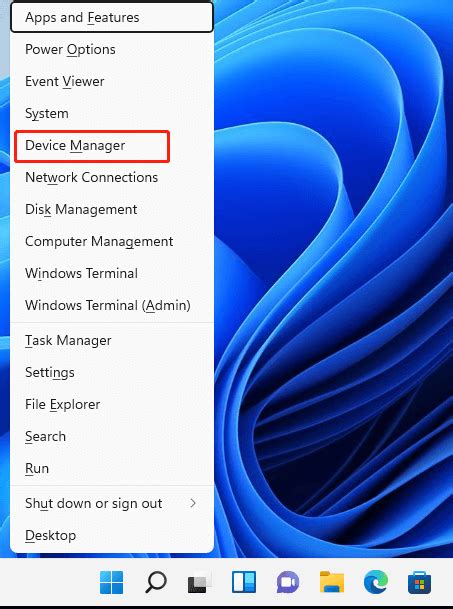 Toradh íomhá ar Device Manager Menu