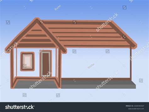 Outline Drawing Simple House On Sky Stock Illustration 2220343327 ...