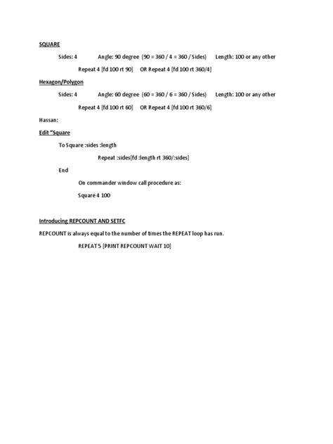 LOGO Commands | PDF | Polytopes | Geometric Objects