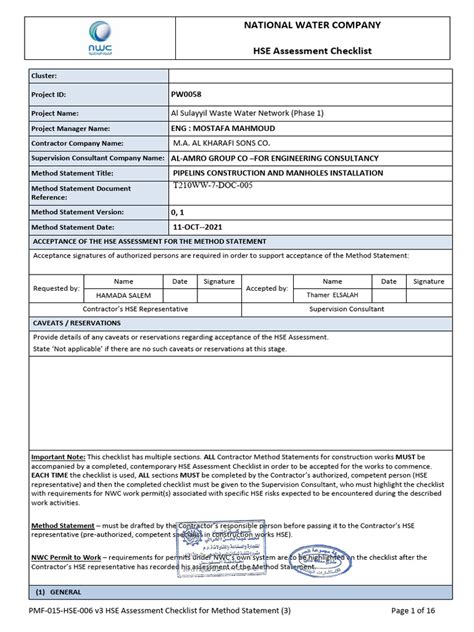 Afbeeldingsresultaten voor HSE Method Statement
