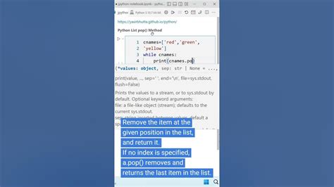 Image result for Pop Method Python