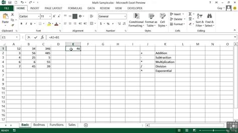 Image result for Excel Math Sheets