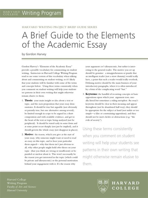 Brief - Guides - Elements of An Essay PDF | PDF | Essays | Thesis