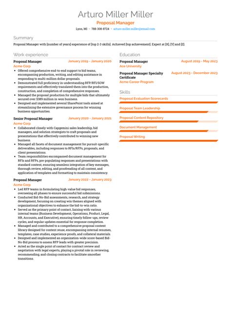 Afbeeldingsresultaten voor Proposal Manager Resume Examples