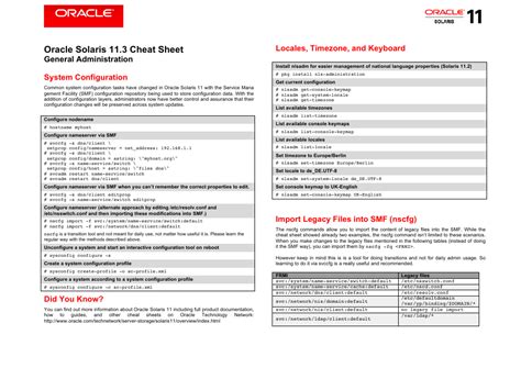 Oracle Solaris Cheat Sheet に対する画像結果
